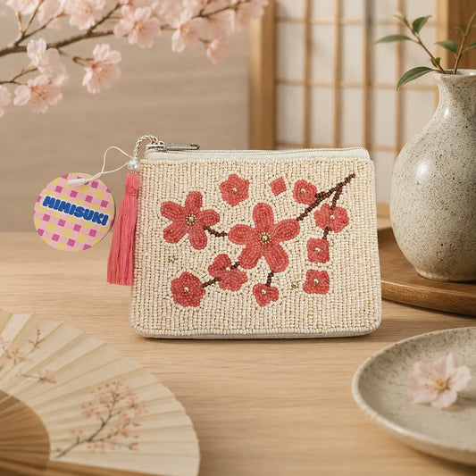 Porte-monnaie Sakura brodé de perles