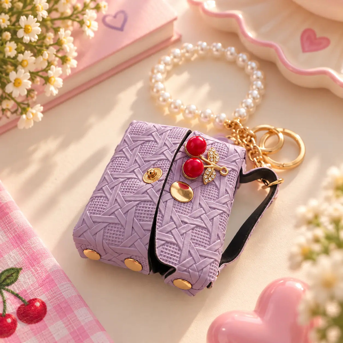 Porte-clé sac à main cerise