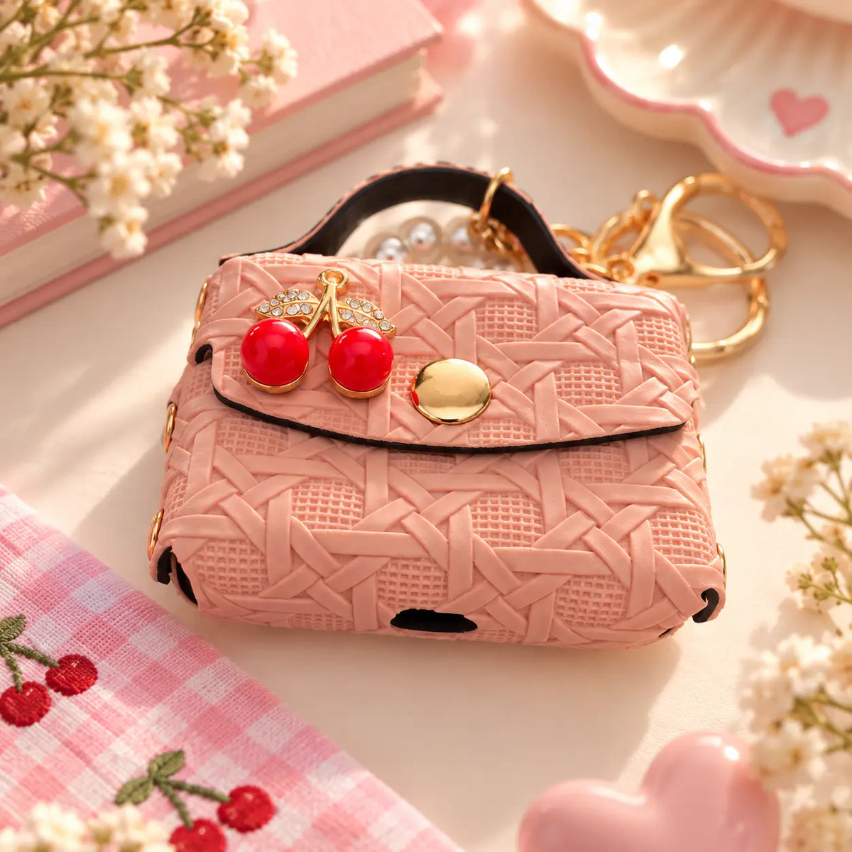 Porte-clé sac à main cerise