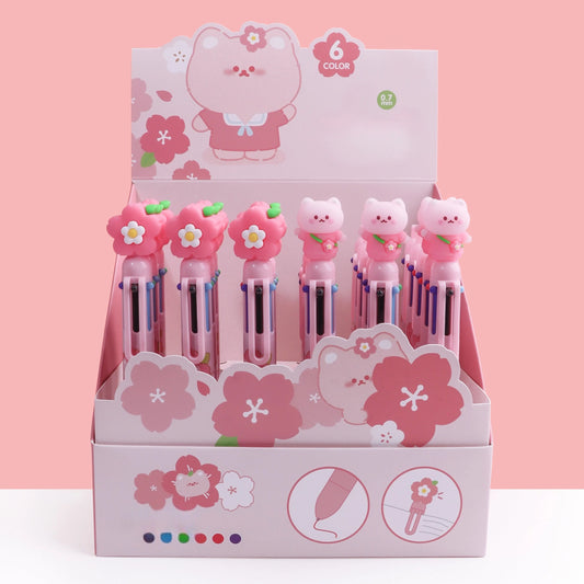 Stylo Kawaii Sakura/Chat 6 couleurs