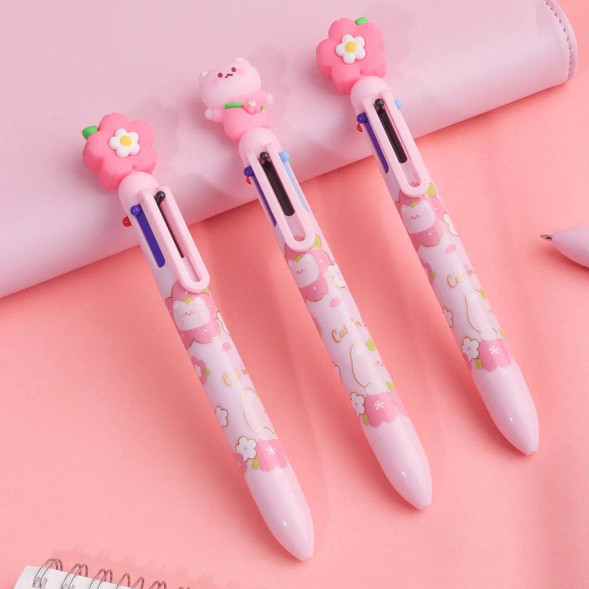 Stylo Kawaii Sakura/Chat 6 couleurs